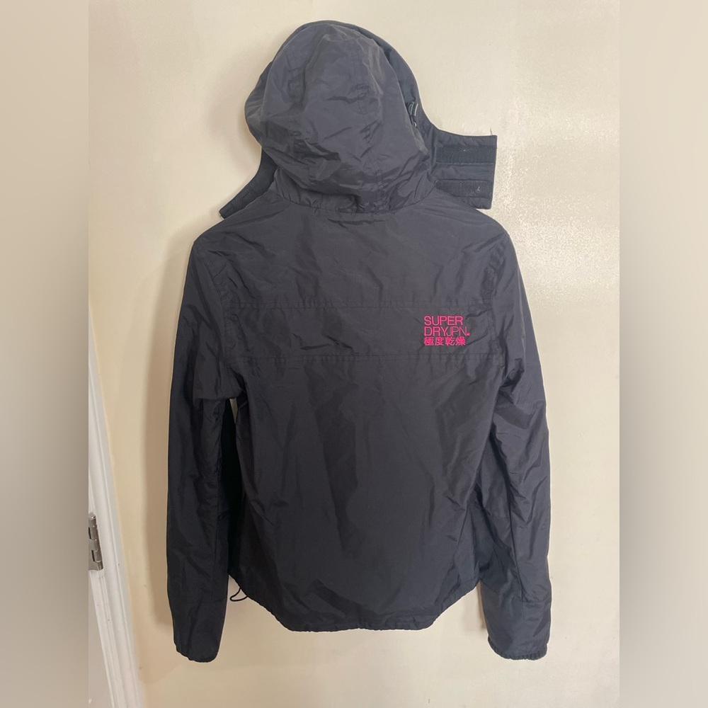 Superdry Women's Thick Black and Pink hooded Jacket